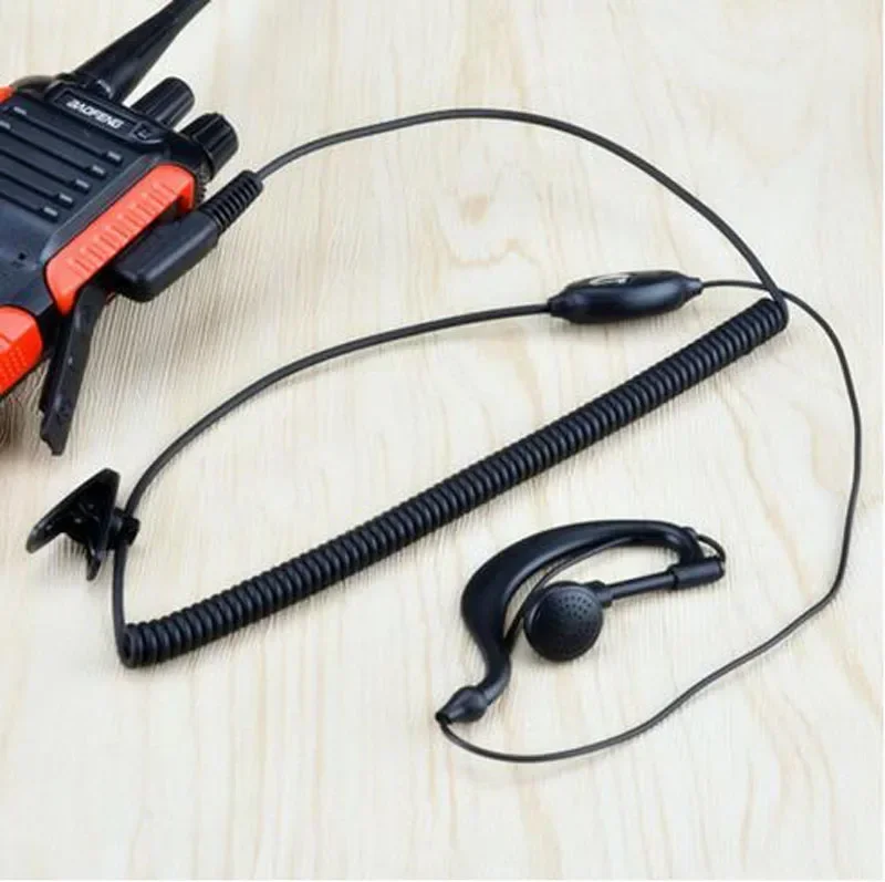 Baofeng-UV-5R Two Way Radio, 2 Pin Ear Hook, PTT Mic, mãos livres, fone de ouvido flexível, microfone para BF-888s, apto para Walkie Talkie