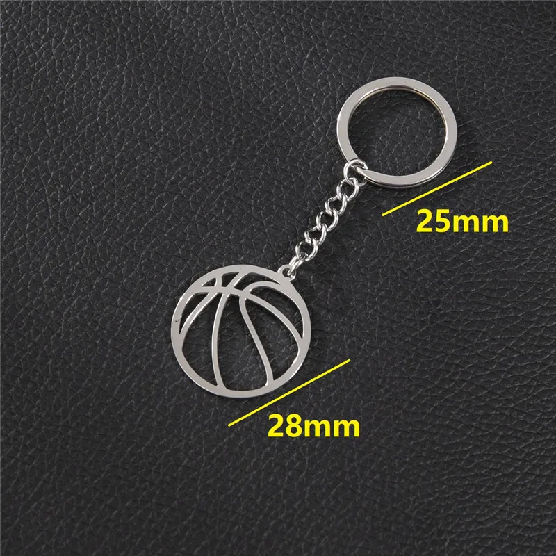 Casual Stainless Steel Basketball Pendant Key Chain Hollow Geometric Keyring Girls Student Schoolbag Keychains Gifts Accessories