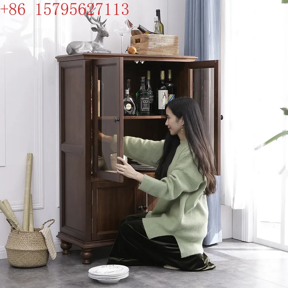 3C tempered glass sideboard Xiaomei style simple American small low wine cabinet