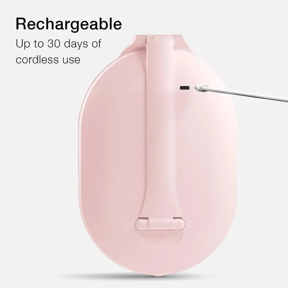 Portable LED Makeup Mirror with 3 Lighting Modes, 10x Magnifier, Foldable Vanity Mirror, 1500mAh Battery, Pink