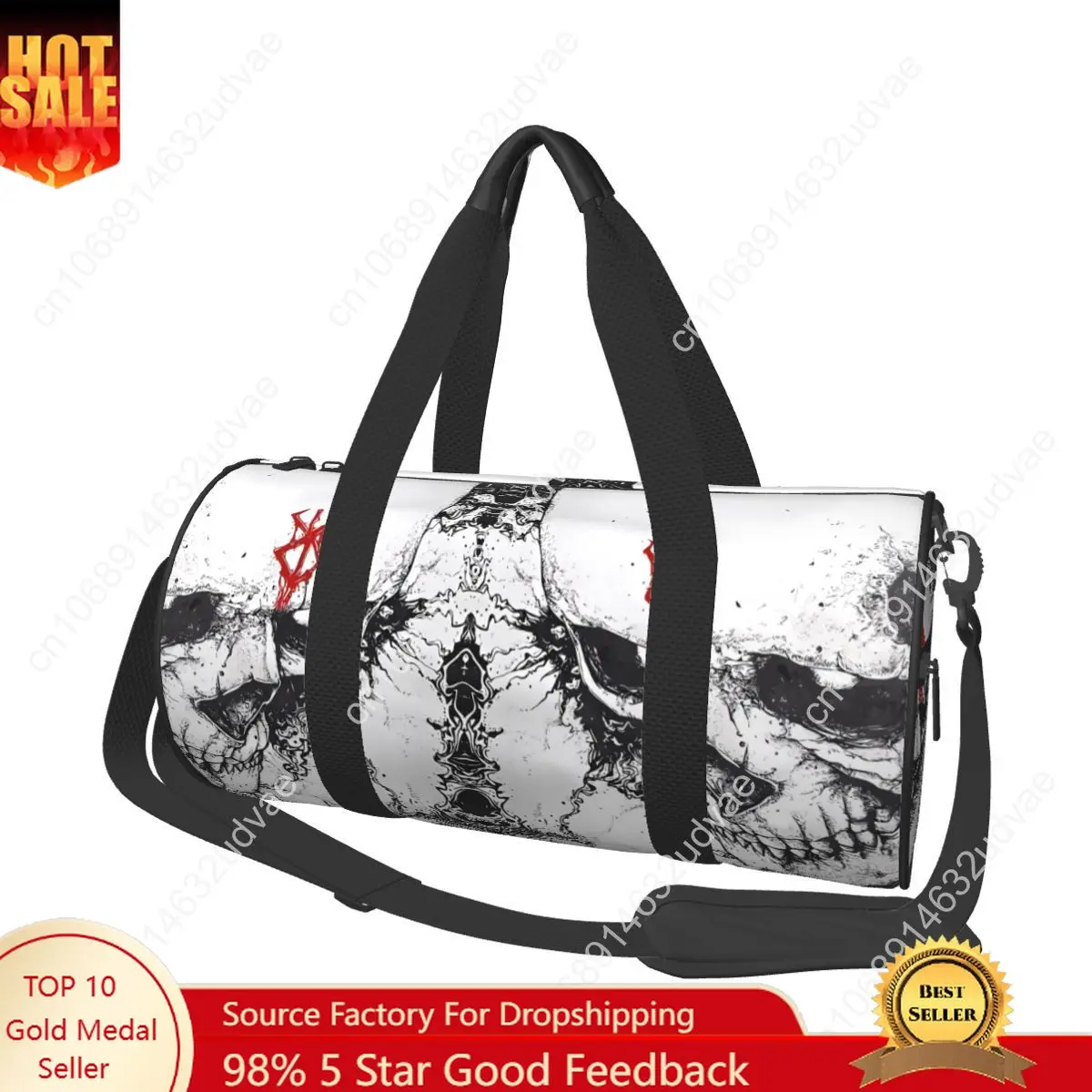 Gym Bag Japan Anime Bereserk Printed Sports Bag Large Capacity Skull Street Men Outdoor Custom Handbag Fun Training Fitness Bag