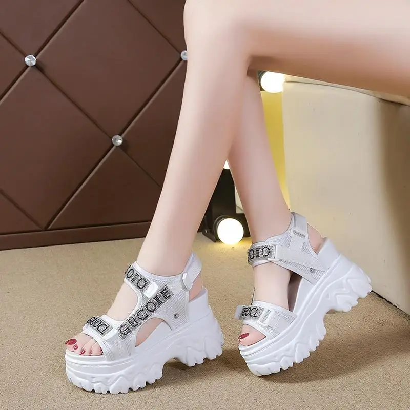 2022 High Heels Sexy Open-toed Sandals Chunky Sandals Women Wedge Increased Platform Shoes Ladies Beach Summer Sandalia