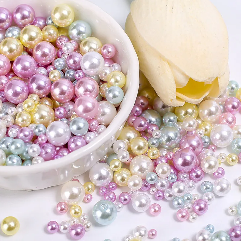 100pcs3-8mm Mix size non porous imitation pearl loose bead DIY accessory decoration high gloss macaron makeup box filled