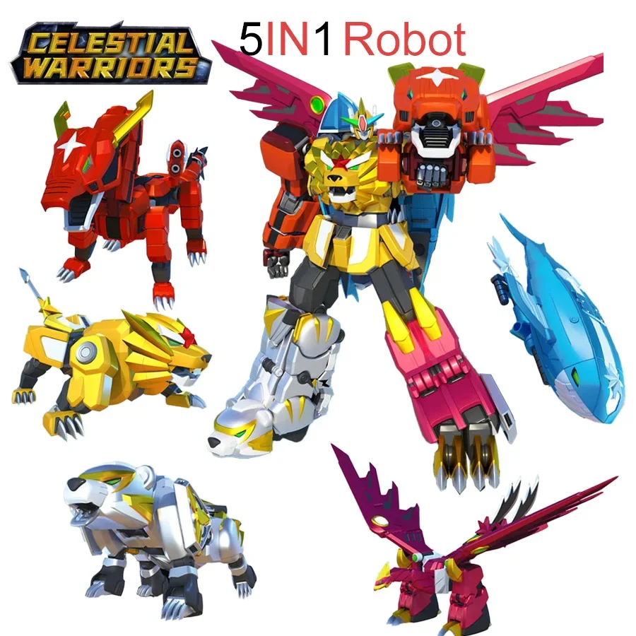 

Celestial Warriors Transformer Robot Powers Rangers Action Figures Tiger Dinosaur Transformation Toy Joints Movable Dolls Gifts