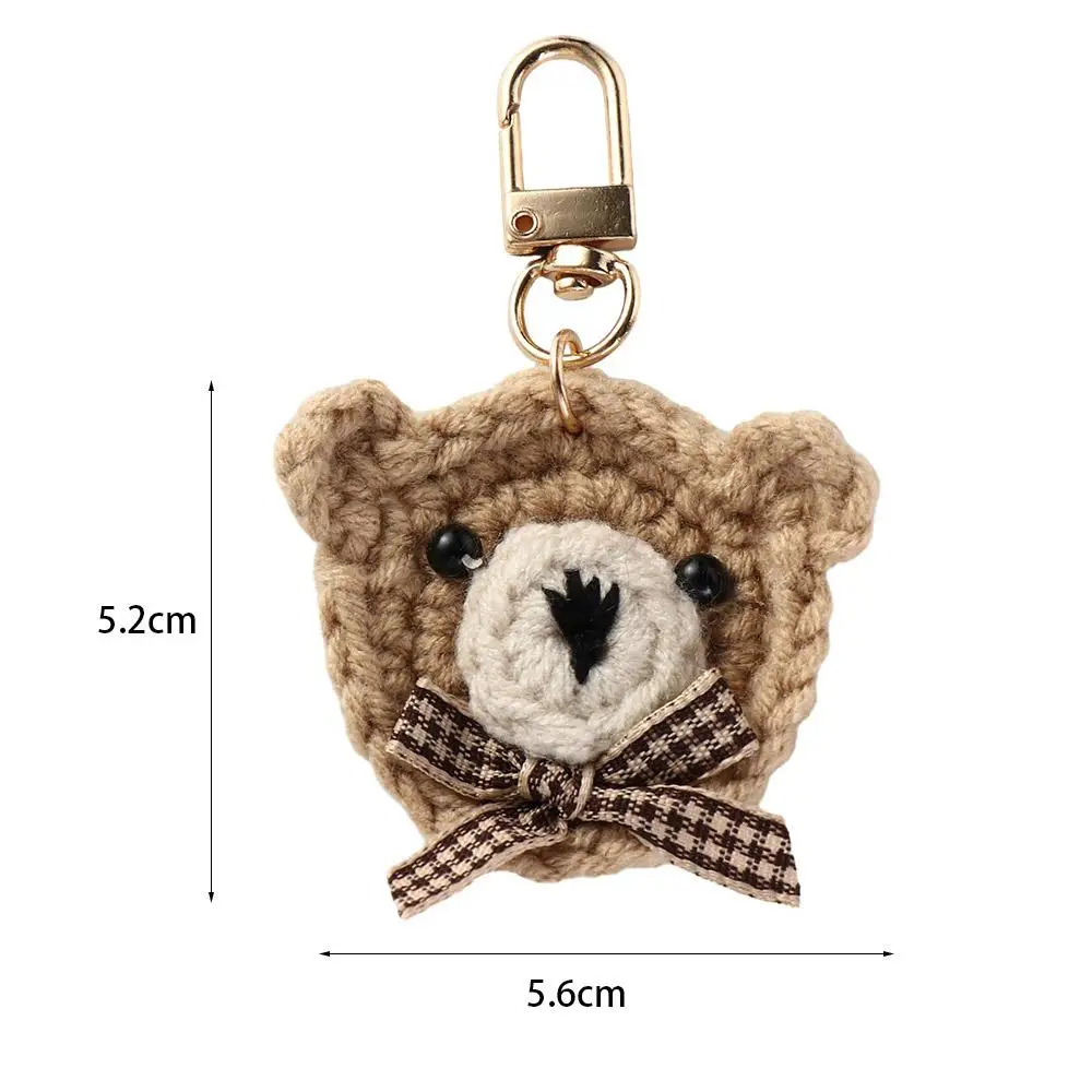 Lovely Bear Knitting Wool Bow Tie Car Accessory Key Ring Korean Style Key Chain Bag Pendant Girls Key Chain Schoolbag Pendant