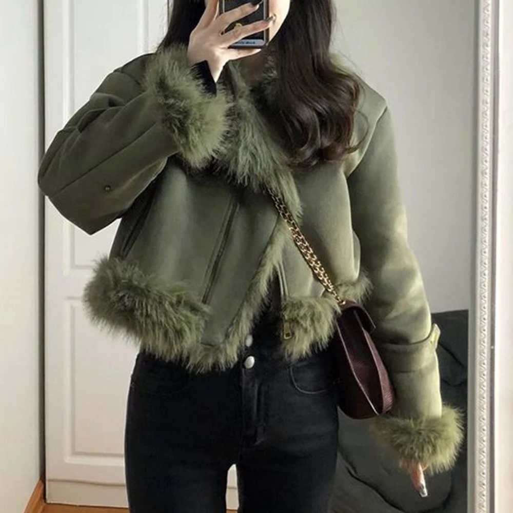 Locomotiva de pele de raposa terno feminino 2025 início da primavera design sentido amigável casaco peludo feminino