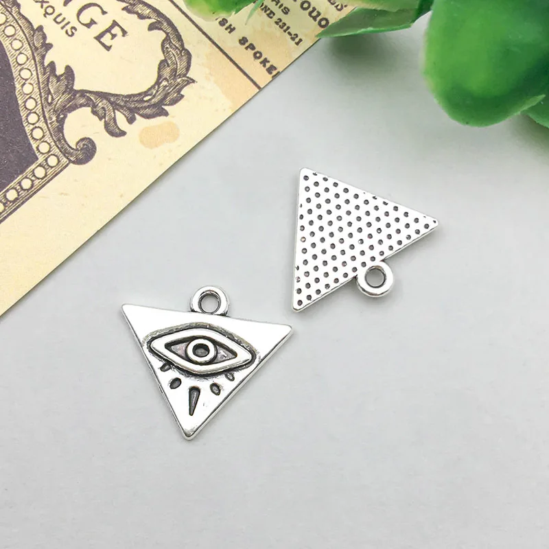 10pcs Charms Ancient Egypt Triangle Round Eye Of Horus Alloy Pendants Antique Jewelry Making DIY Handmade Craft