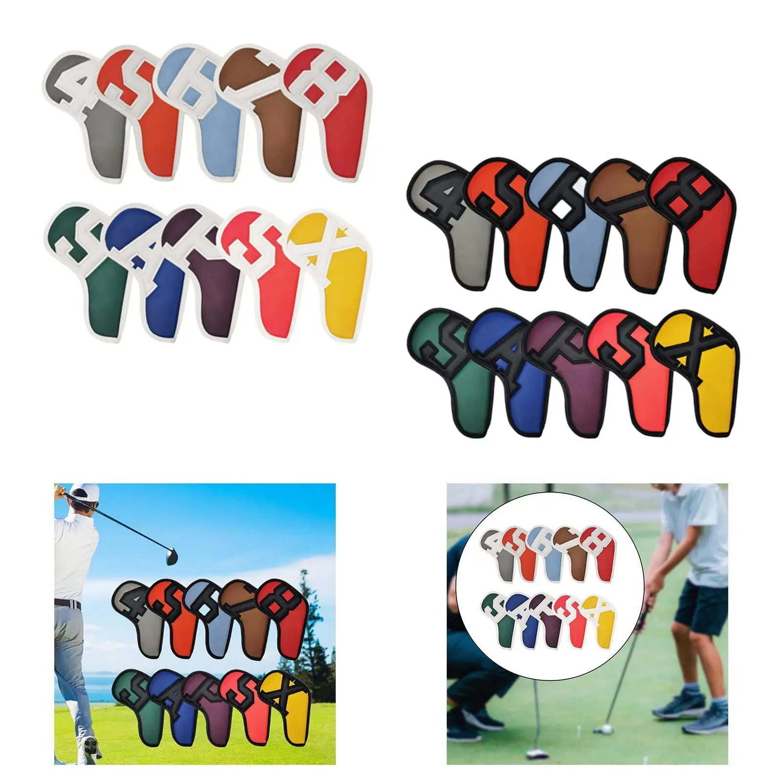 

10Pcs Golf Iron Headcovers Fashion Sports PU Lightweight Protective Sleeves
