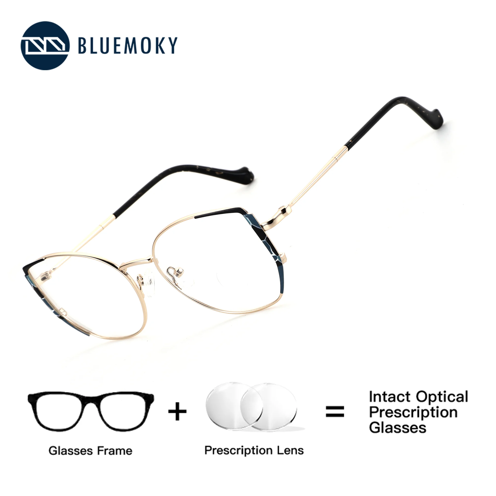 

BLUEMOKY High-Quality Metal Prescription Eyewear Custom Women Butterfly Photochromic Anti Blue Light Medical Myopia Glasses