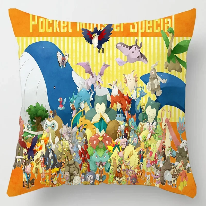 Anime Pokemon Pikachu Kissenbezüge Deko-Spielzeug für Zuhause Büro Sofa Cartoon Charizard Actionfigur Quadratische Kissenhüllen Spielzeug Geschenk
