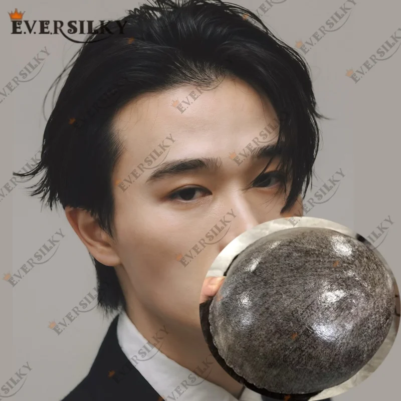 

Black Grey White Toupee for Men Injected PU Human Hair Replacement System 0.1MM Thin Skin Mens Toupee Hair Piece Male Prosthesis