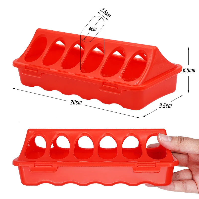 1Pc Double Row 12 Holes Poultry Ground Feeder Plastic Clamshell Feeding Chicken Groove Farm Breeding Supplies