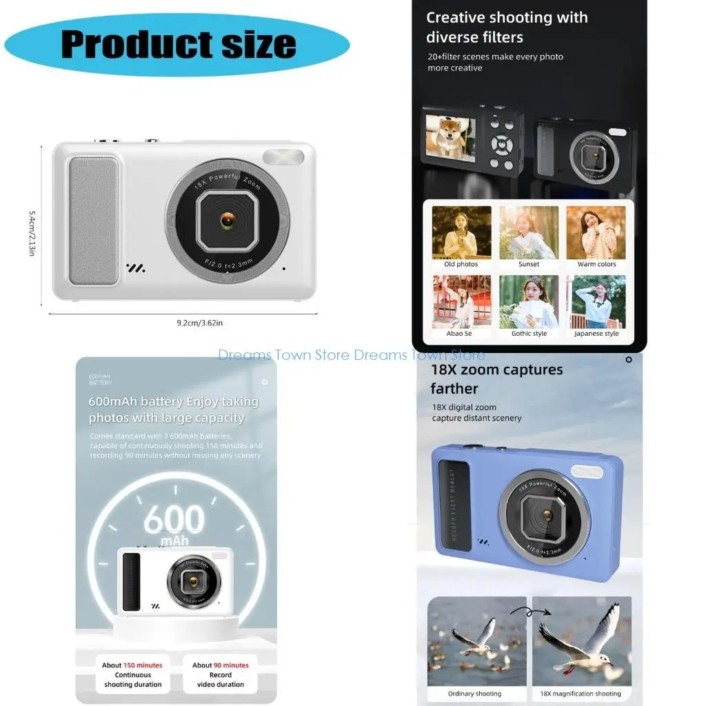 HX6A Portable 4K Digital Camera 50MP Sensoring and 4K Video Recording for Travel Photo