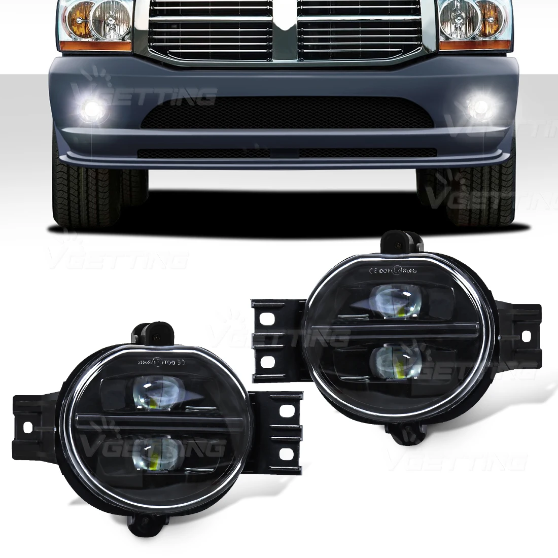 

1 Pair LED Fog Light For Dodge Ram 1500 2500 3500 Durango Pickup Truck 2002-2009 Front Bumper Headlight With Angel Eye White 12V