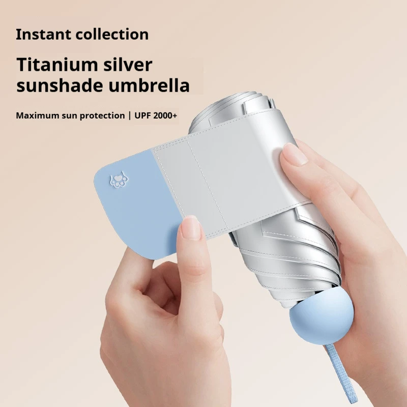 Titanium silver UV resistant, super strong sun protection, and versatile capsule sun umbrella for both rain and sunshine