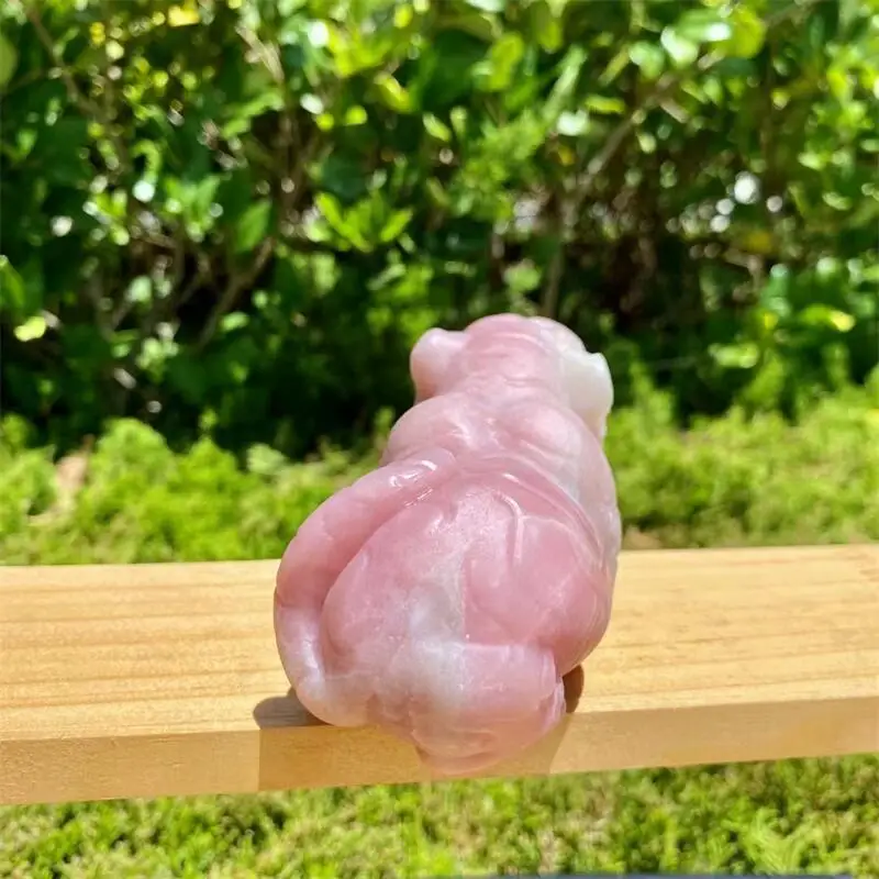 10CM Natural Pink Opal Tiger Carving Healing God Animal Powerful Statue For Home Decoration Gift 1pcs