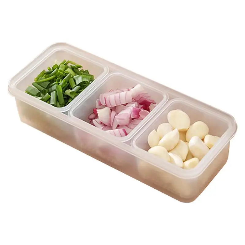 

Kitchen Scallion Storage Box 3 Compartments Refrigerated Compartment Storage With Drainage Scallion Preservation Box For Fruit