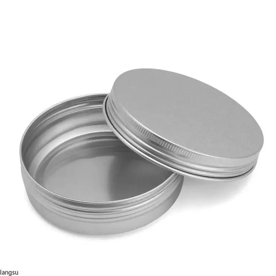 Round Aluminum Tin Containers 5ml-100ml With Threaded Lid Empty Metal Pots For Cosmetics Cream Balm Beard Oil DIY Storage