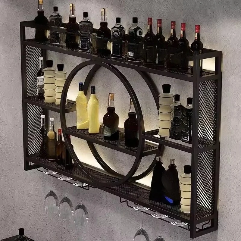 Simple style wall-mounted wine rack, suitable for family pub restaurants, for displaying and storing alcohol