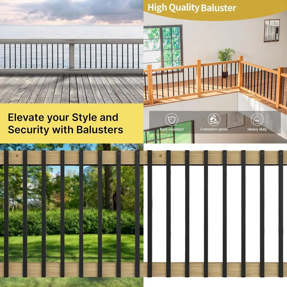 

Набор балясин для террасы 29,5 дюйма, 30 штук с наконечниками и винтами - Премиальный комплект металлических балясин для террас, веранд, лестниц, уличных конструкций