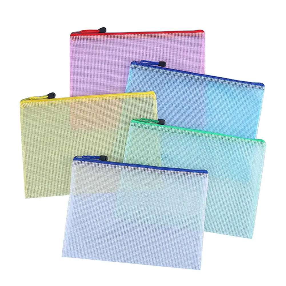 Mesh Zipper Bag File Holder 10pcs Capacity Waterproof Mesh Zipper Pouches for Organizing Documents Files Transparent for Office