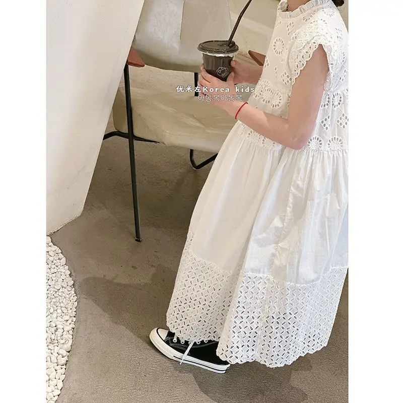 Korean children\'s clothing girl\'s dress 2024 summer new children\'s dress girl small  children\'s vest princess dress