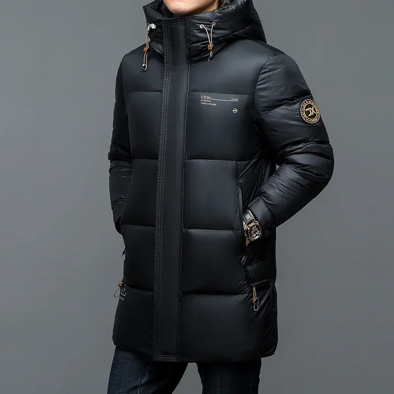 YEAE Heren Winter Donsjack Met Capuchon Designer Kleding Mannen Luxe Eendendons Heren Lichtgewicht Padding Gewatteerde Jas Lange Jas