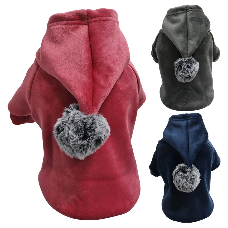 

Dog fleece autumn and winter wool sweater, cat and dog clothes, hooded two legged sweater, fashionable pet supplies