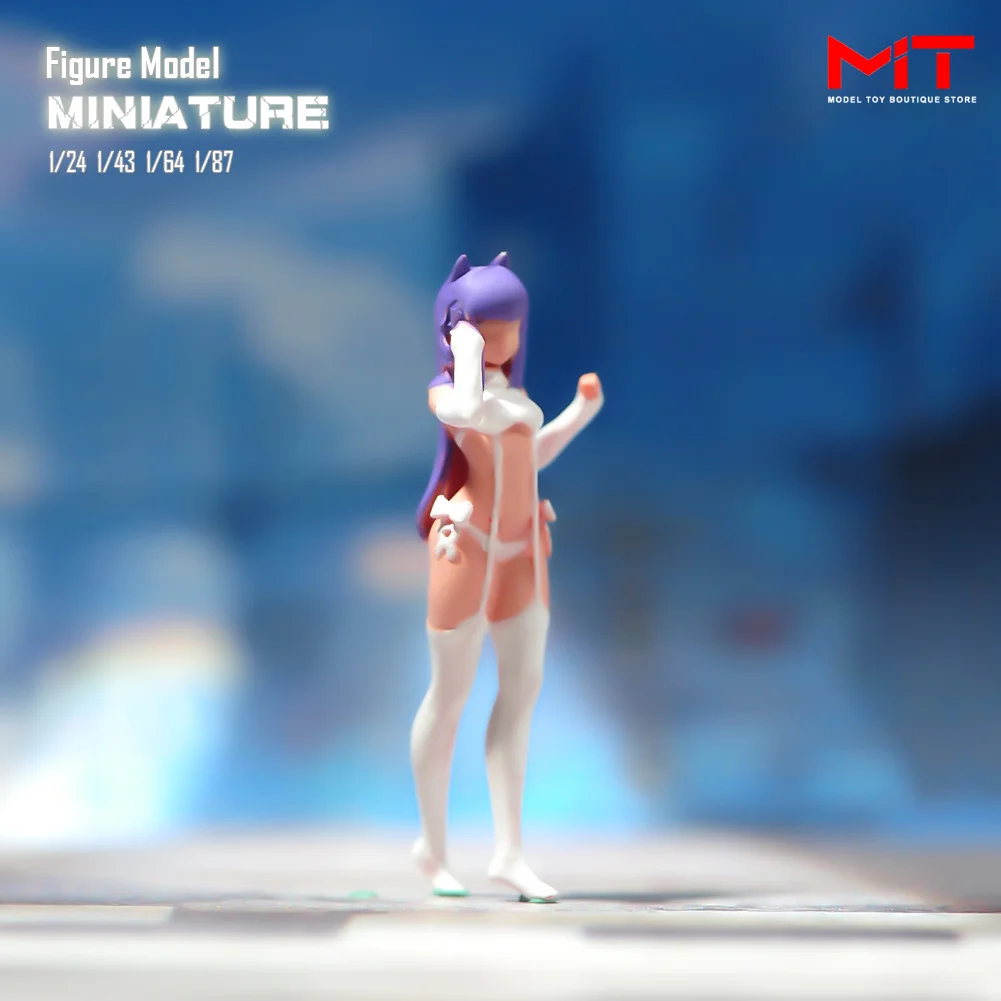 Painted Miniatures 1/87 1/64 1/43 1/24 Anime Long Hair Beauty Girl  Figure Figurine Diorama Model Scene Prop Decoration For Car