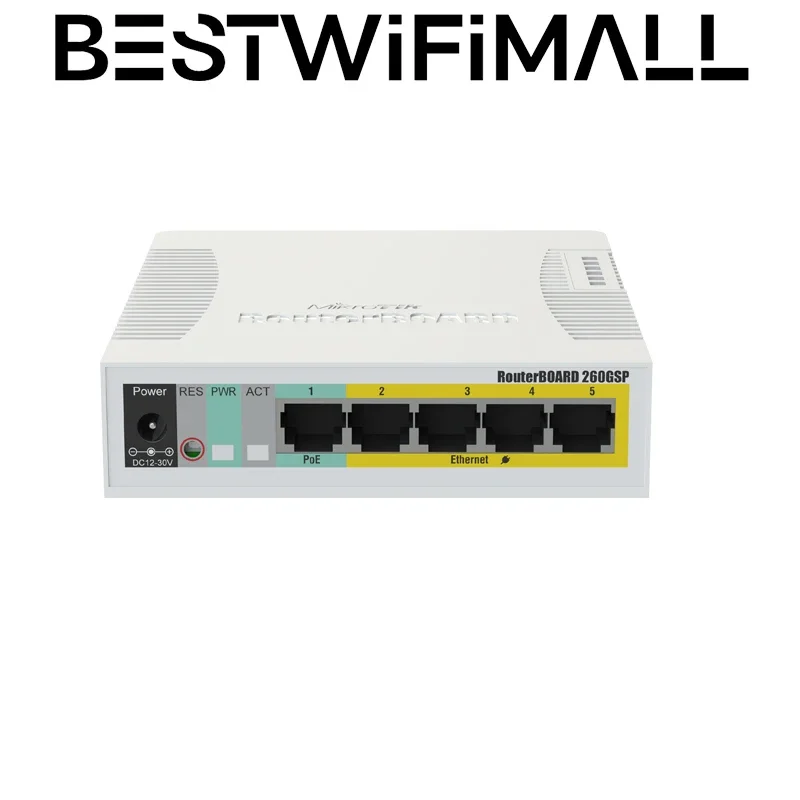 MikroTik CSS106-1G-4P-1S Smart Switch Alternative Model Of RB260GSP 5xGigabit PoE Out Ethernet SFP Cage Plastic Case SwOS