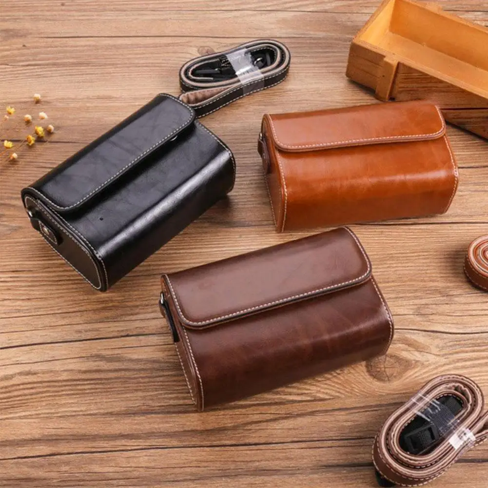 

Retro Camera Leather Storage Bag For Sony RX100 Series HX99 HX90 Outdoor Travel Crossbody Bags For Canon G5X2 G7X3 G7X2 G7X