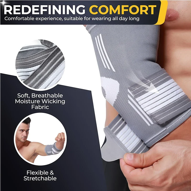 Breathable Knitted Elbow Support Sleeve Elastic Non-slip Compression Protector for Men Women Fitness Badminton Outdoor Sport Bra