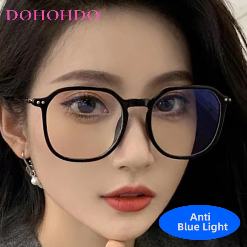 

Classic Retro Big Round Frame Luxury Rivets Optical Eyewear For Women Men Computer Reading Anti-Blue Light Eye Protection Glass