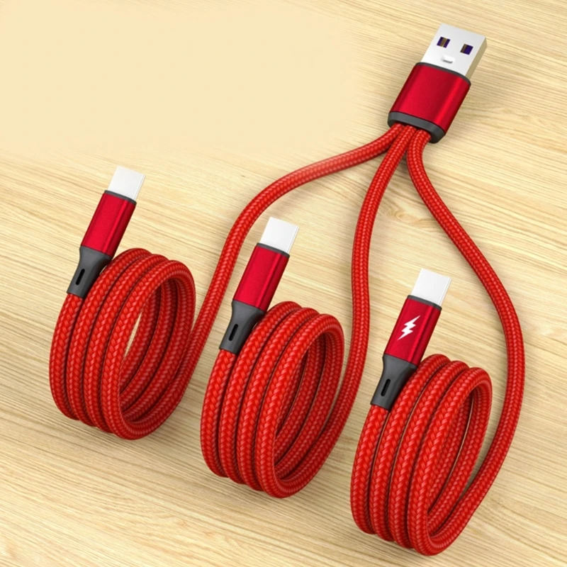 20cm/116cm 3 in 1 Quick Charging Cord USB to 3x Type-C Connectors Charger Cable 5V Multiple Type-C Port Charging Line