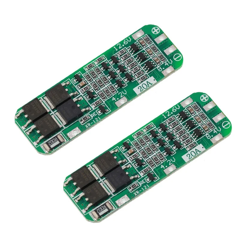 2 uds 3S 20A batería de litio 18650 cargador PCB BMS Placa de protección 18650 módulo de carga de batería de iones de litio 11,1 V 12V 12,6 V