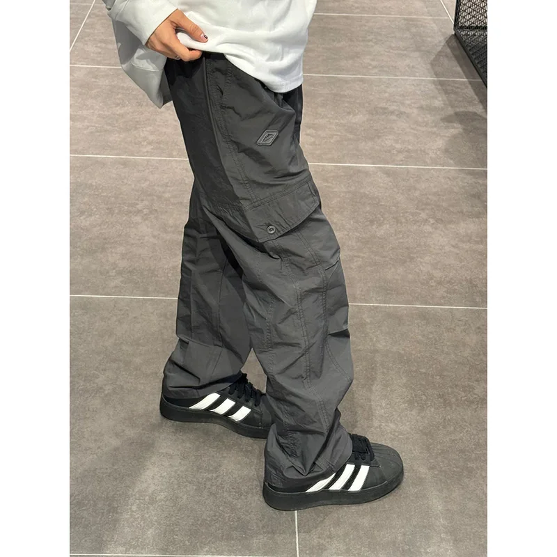 

American Hiphop Men's Outdoor Casual Pants Vintage Straight Leg Leisure Trousers Functional Design Summer Faion Youthful