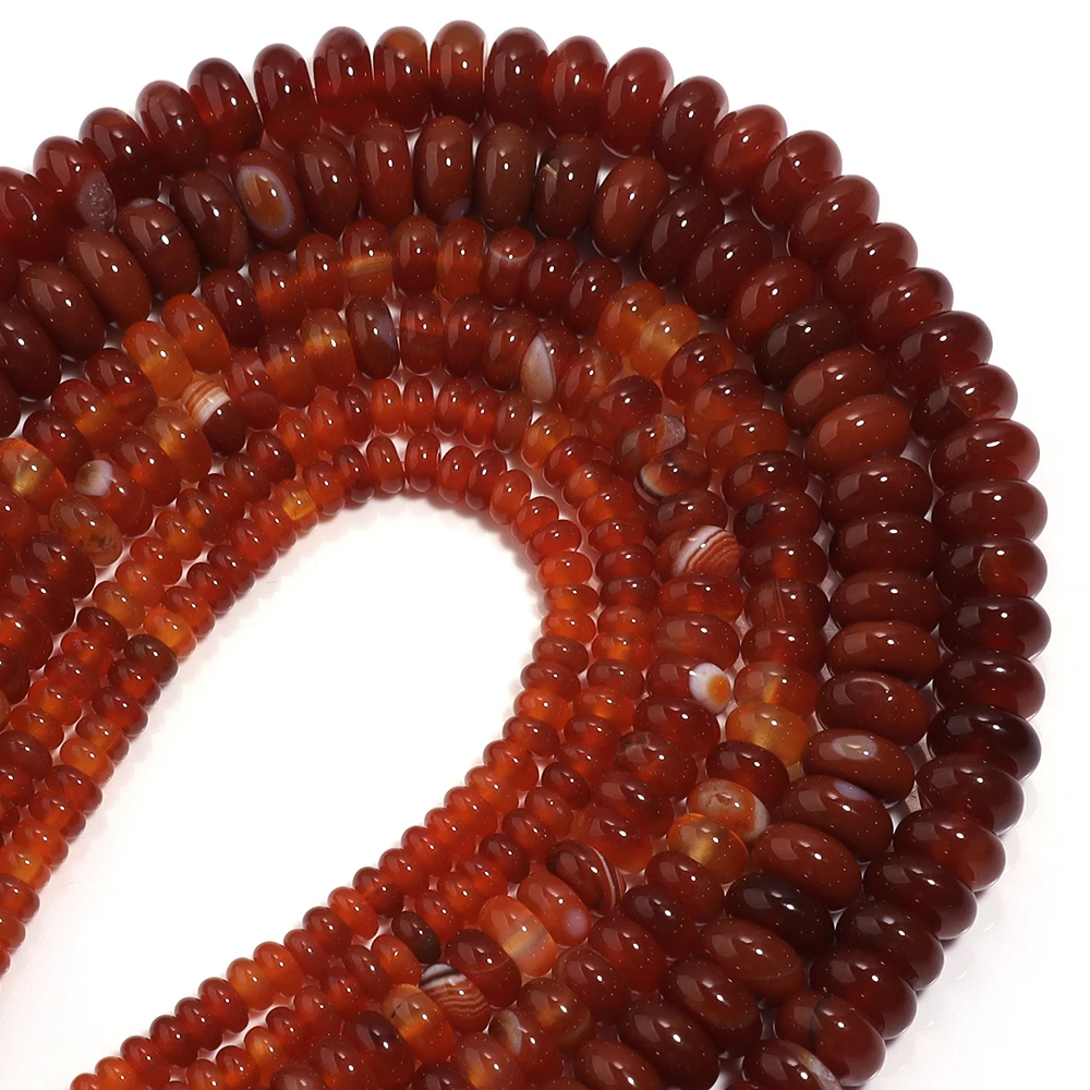 Natural Red Agate Stone Beads 4 6 8mm Abacu Flat Round Loose Gemstone Beads For Jewelry Making DIY Bracelet Necklace Accessories