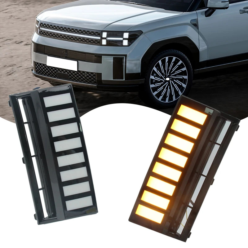 

Для Hyundai HY IX45 Santa Fe 2024 2025 светодиодный автомобильный передний бампер, противотуманные фары, дневные ходовые огни, указатели поворота, фары дальнего света