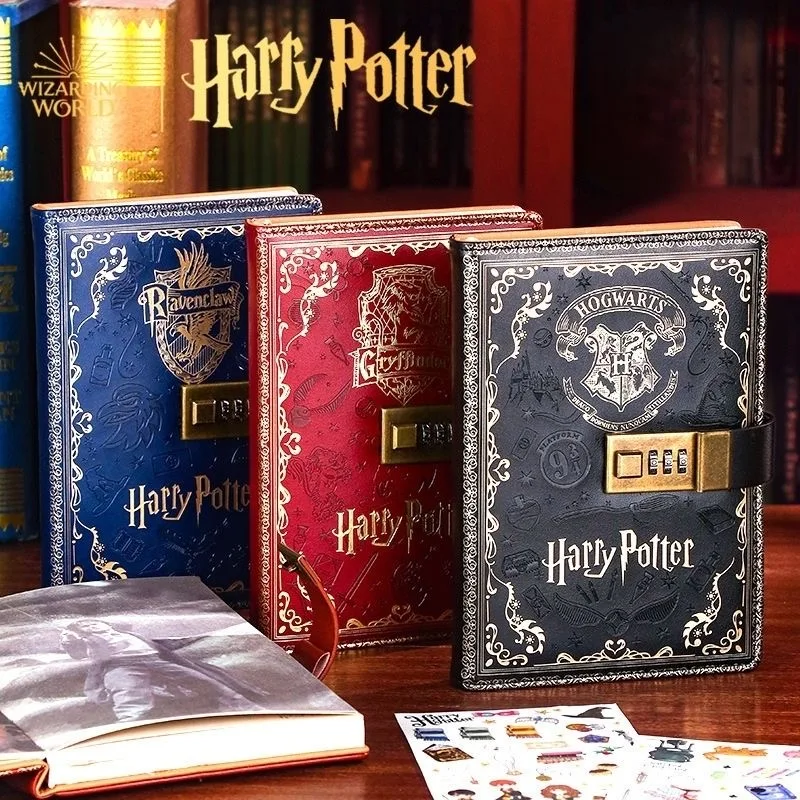 2024 New Harry Potter Four Academy Retro Password Notebook Color Page A5 Notebook Student Cartoon Log Writing Book Birthday Gift