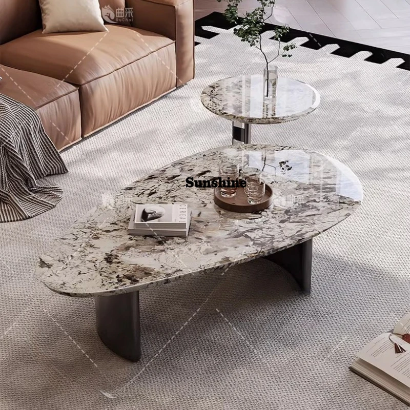 

Italian luxury stone coffee table small apartment living room household simple high-end sofa movable combination