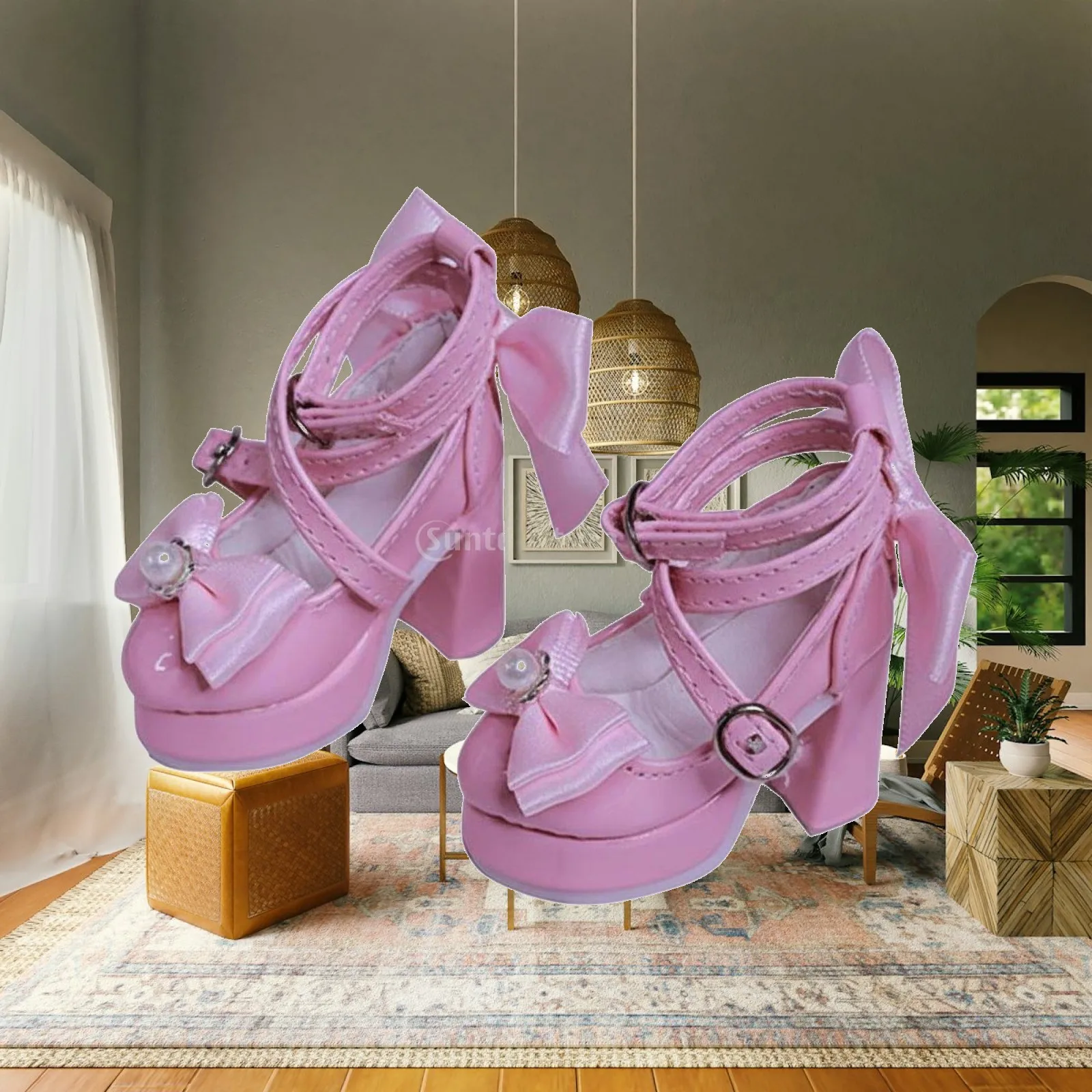 Charming Bowknot Doll Heels with Ribbon Back Accent for 1/4 Scale Resin BJD Dolls Elegant Accessory for Photography