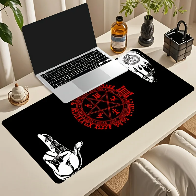Gothic Hellsing Mouse Pad - Black Gaming Desk Mat, Non-Slip Rubber Base, Stitched Edges, Perfect Gift for Anime & PC Gamers