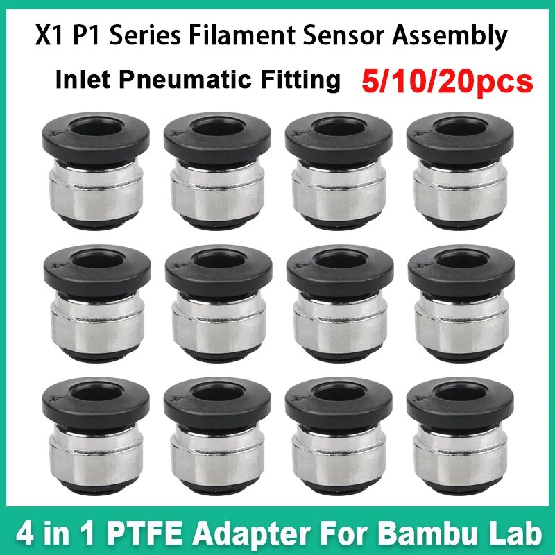 5/10/20PCS Pneumatic Connector 1.75mm Filament Extruder for Bambu Lab X1 P1 Series PTFE Tube Hall Switch 3D Printer Parts