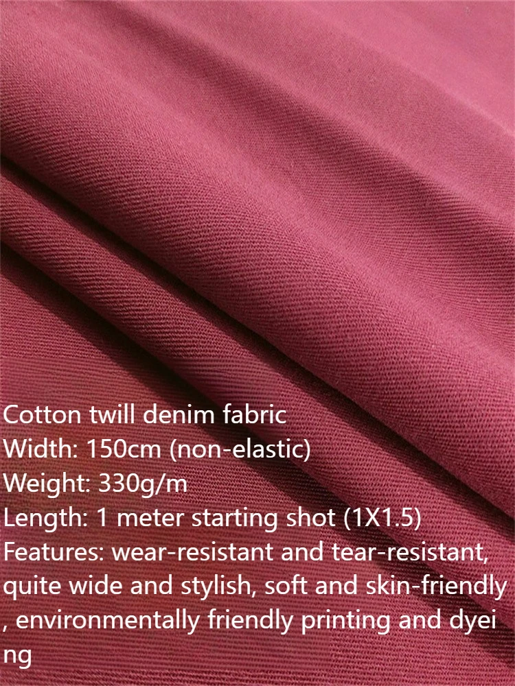Pure Cotton Twill Denim Fabric Thickened By Meter for Shirt  Jacket Jeans DIY Sewing Washed Cloth Not Elastic Soft Black Blue