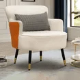 

Upholstered Armchair, Modern Accent Chairs, Single Sofa Chair With Pillow, For Living Room Bedroom White/Orange