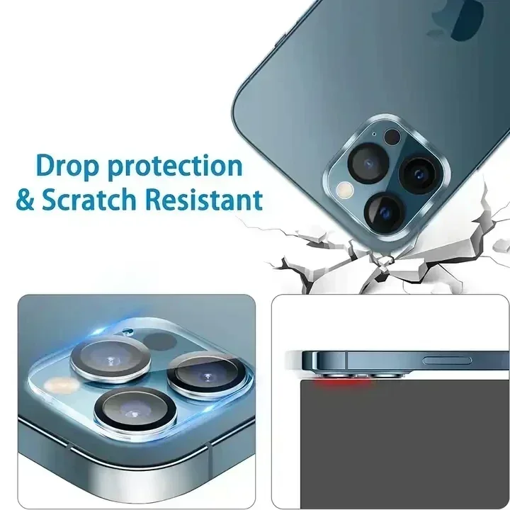 3PCS Back Camera Lens Clear Protector for iPhone 14 13 Pro Max 12 Mini 11 3D Tempered Glass Cover Film with Black Night Circle