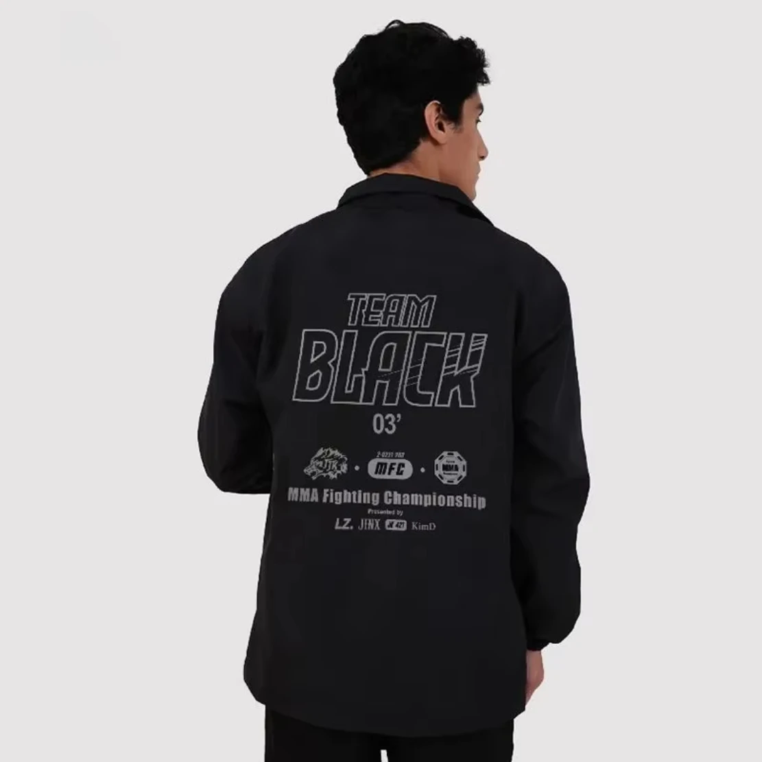 Unisex Black Zipper Jacket, Jinx Manhwa Team Black Jaekyung Cosplay Coat MMA Fight Championship Casual Costume