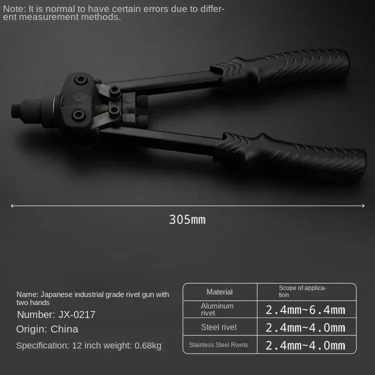 12 Inch Manual Blind Rivet Gun Heavy-duty and Laboratory-saving Two-hand Nail Gun Industrial Grade Rivet Gun Nail Tool