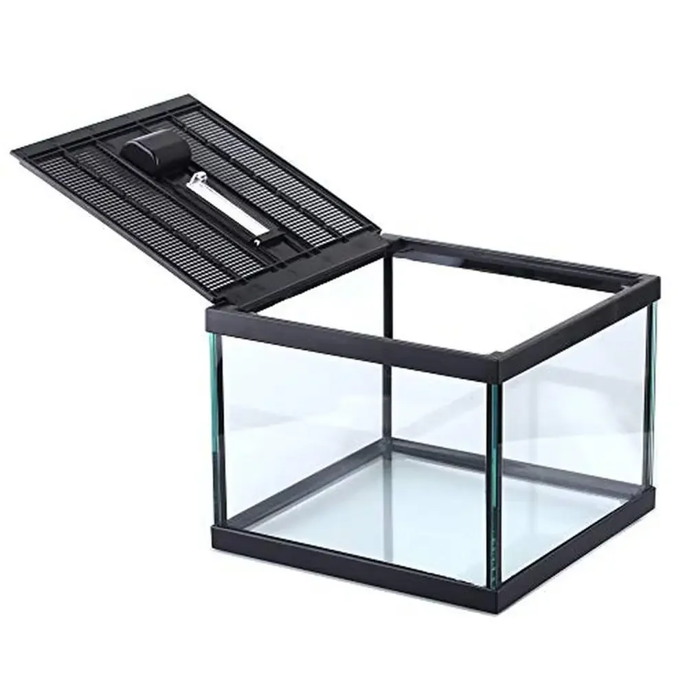 

Reptile Amphibians Tank Glass Terrarium Box Ventilation Visible Habitat Single-Door Waterproof Lightweight 7.8x7.8x5.9 inches