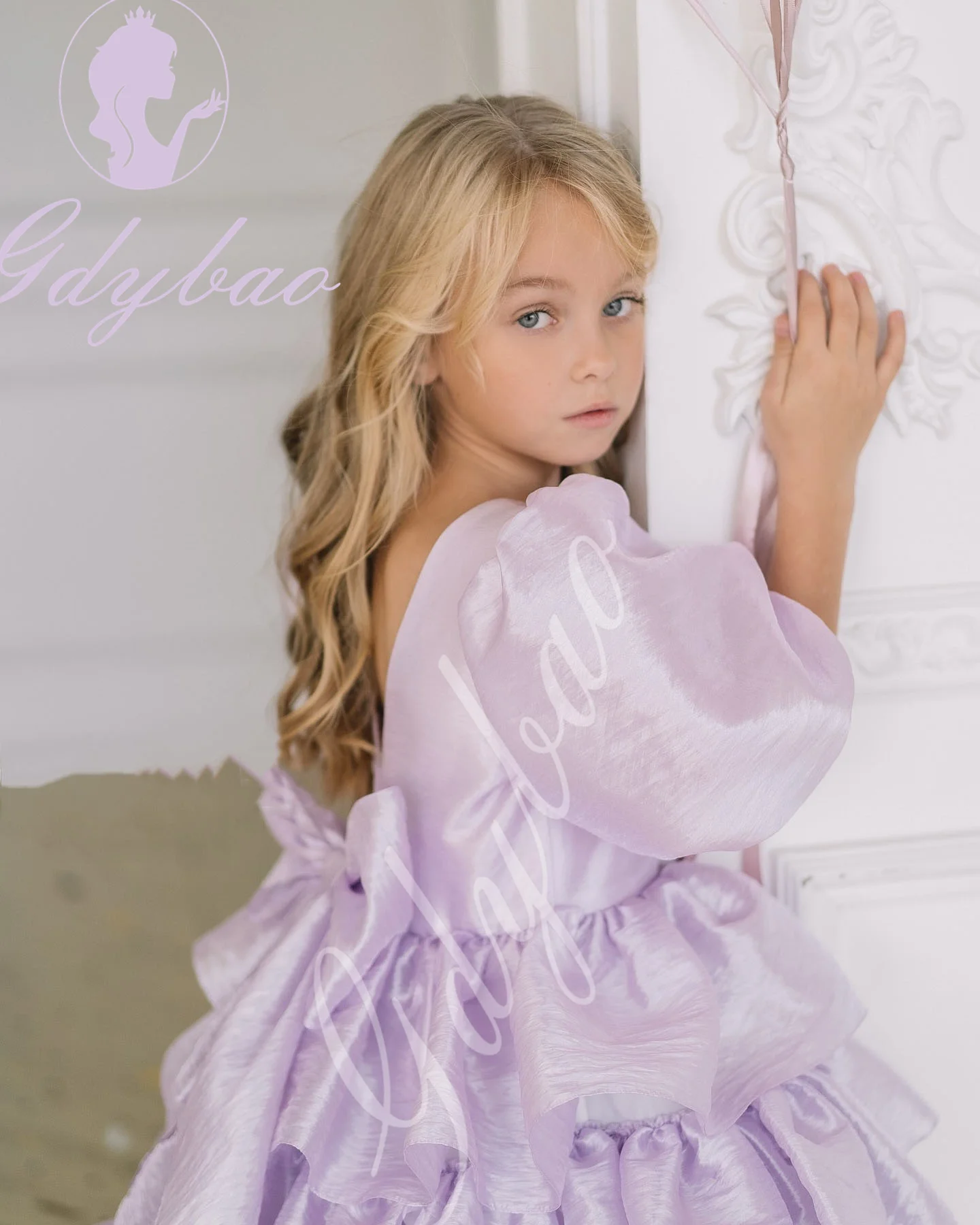 Lalic Flower Girl Dress for Wedding Layered Puffy Short Sleeve Princess Kids Birthday Party First Communion Ball Gowns Custom